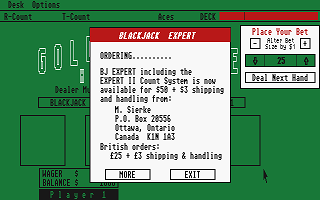 Vegas Blackjack atari screenshot